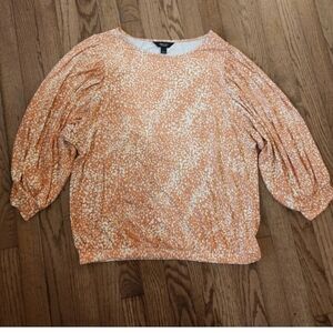 Simply Vera VeraWang Size L Woman’s Long Sleeve Top. Orange and White.